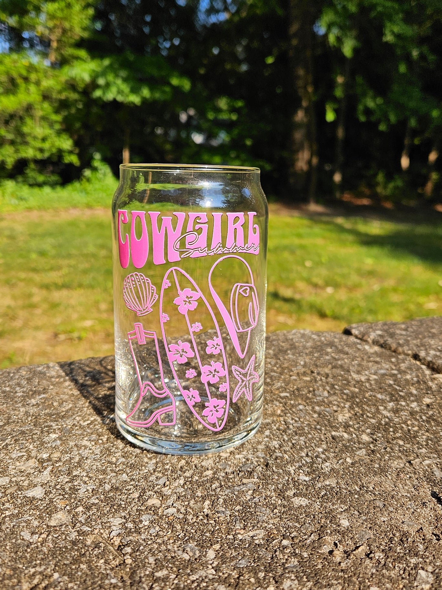 Cowgirl Summer Can Glass
