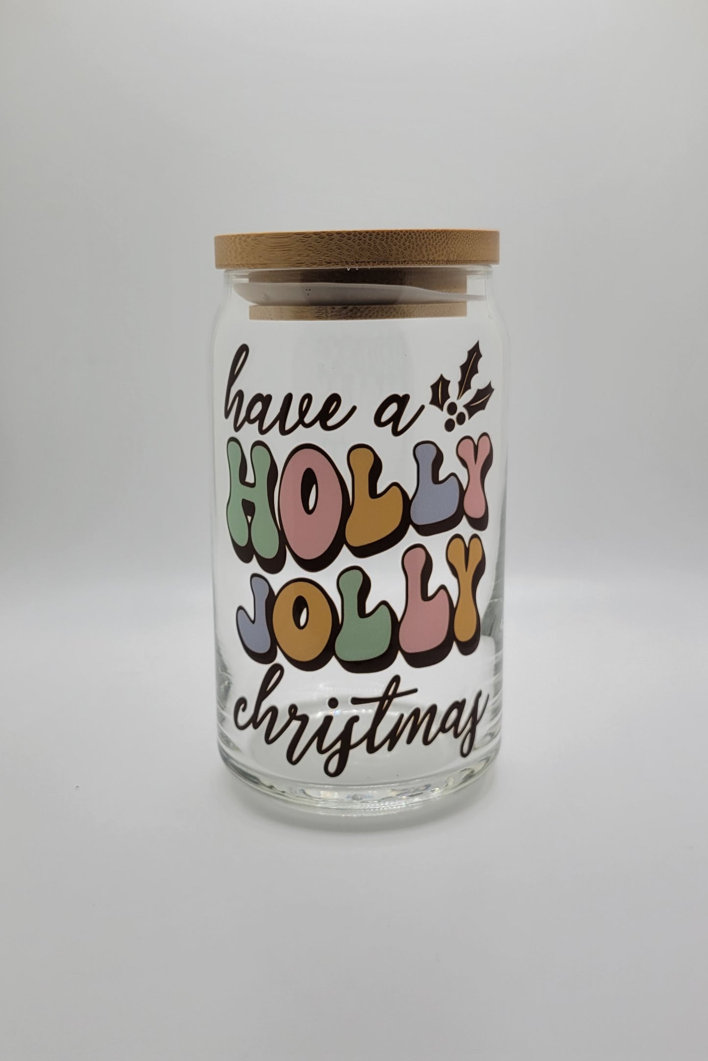 Holly Jolly Christmas Can Glass