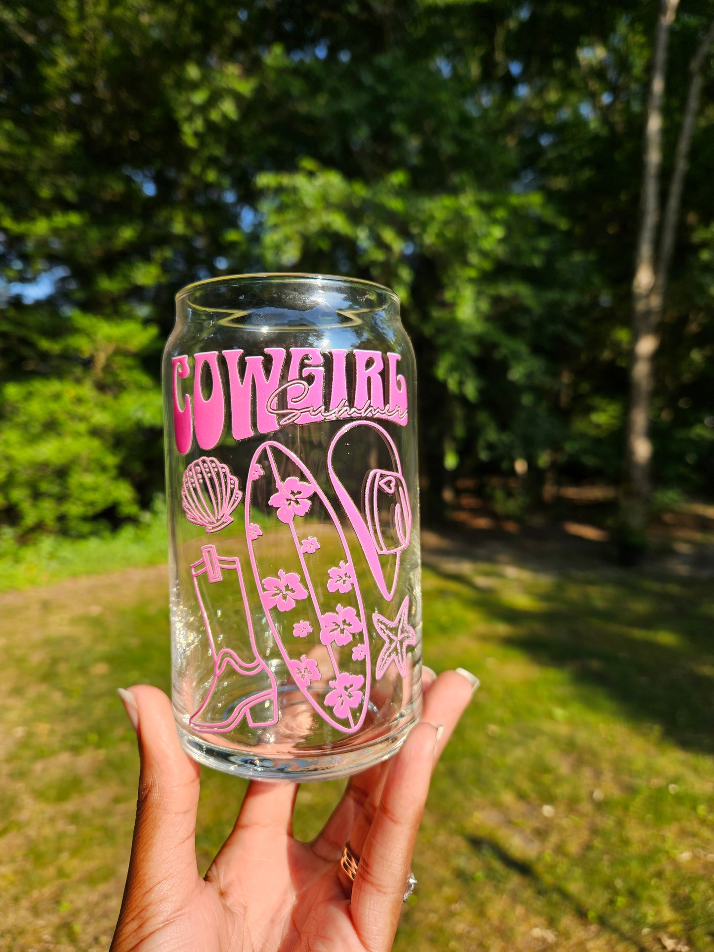 Cowgirl Summer Can Glass
