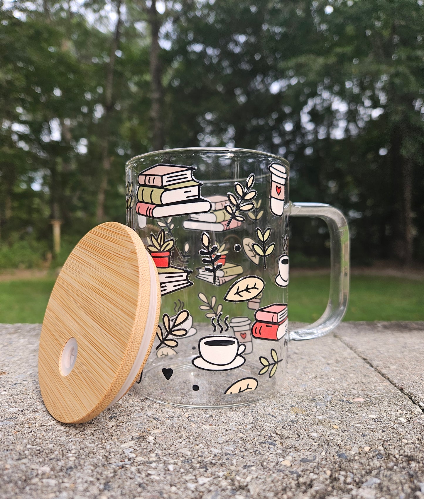 Books & Coffee Glass Mug