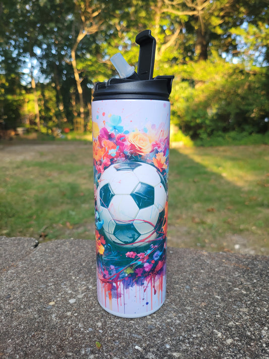 Floral Soccer tumbler