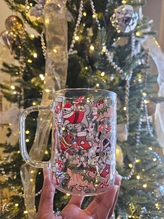 Christmas Cats Glass Mug