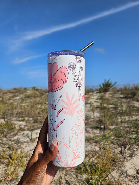 Pink Flower Tumbler