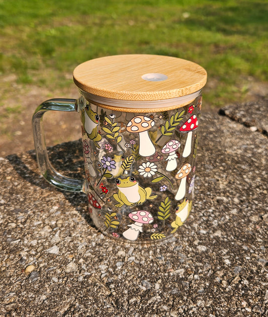 Cottagecore Mushrooms Glass Mug