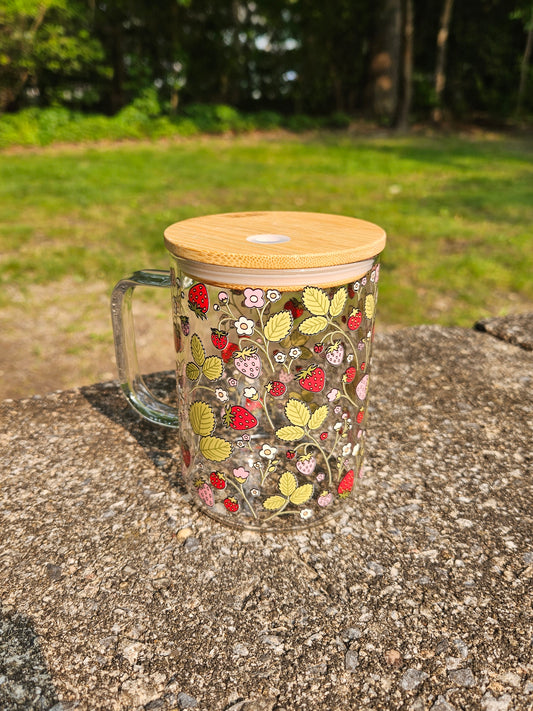 Strawberries Glass Mug