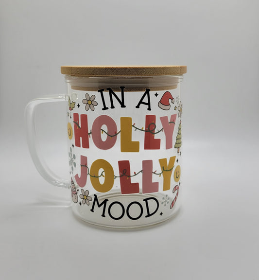 Holly Jolly Mood Glass Mug