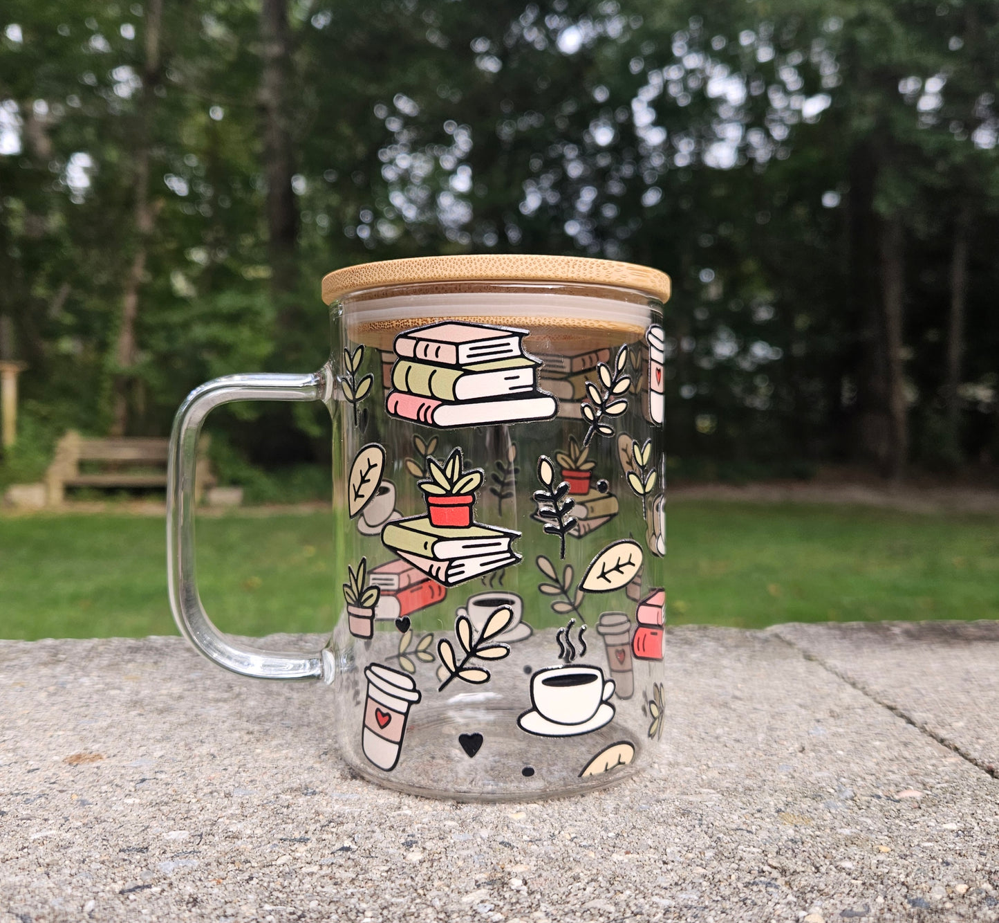 Books & Coffee Glass Mug