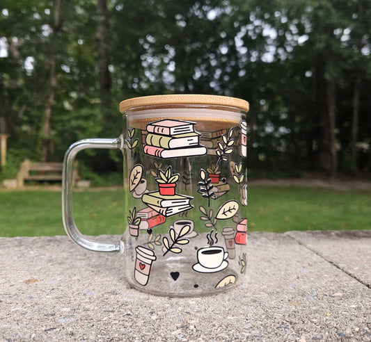 Books & Coffee Glass Mug
