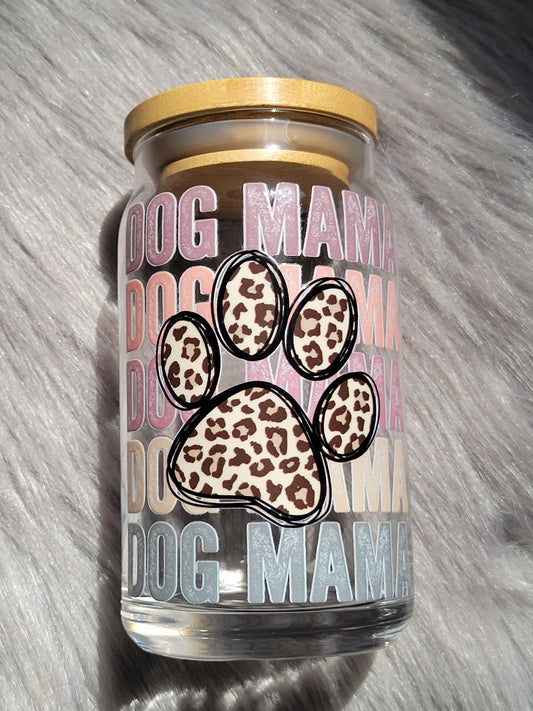 Dog Mama Can Glass
