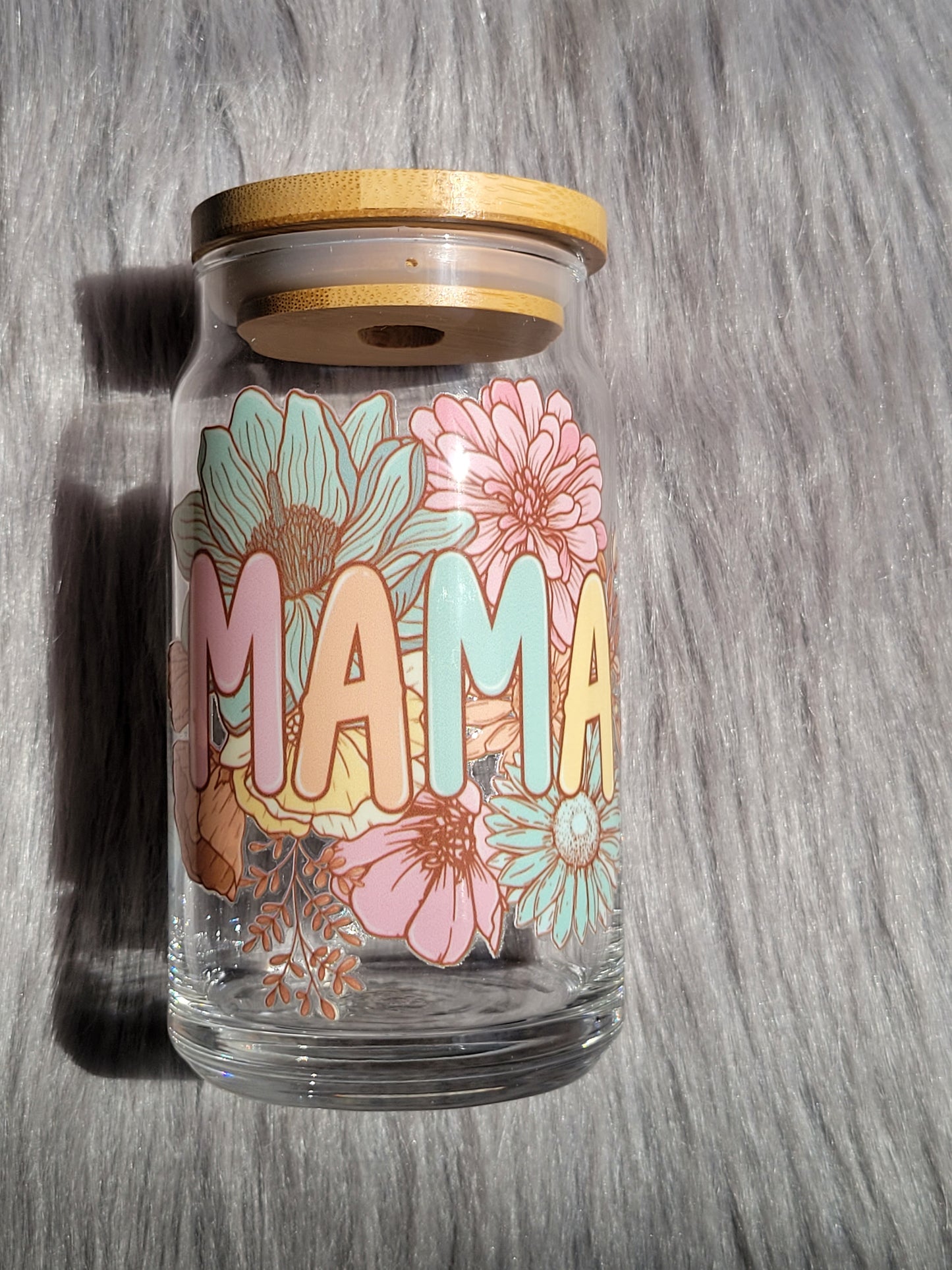 Floral Mama Can Glass Cup